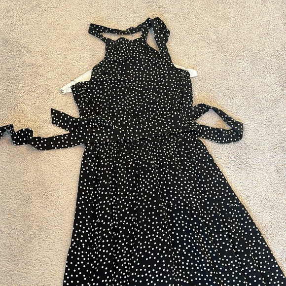 Chic Halter Black and White Polka Dot Dress - Picture 4 of 4